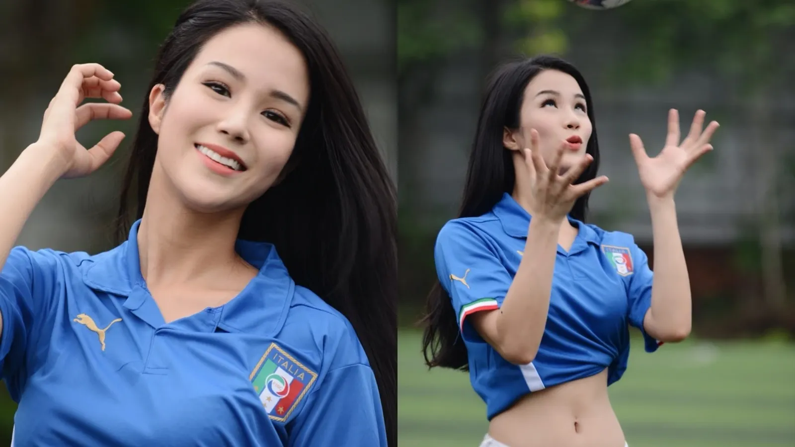 Diệp Lâm Anh thả dáng cùng trái bóng